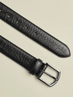 Charles Tyrwhitt Black Made in England Embossed Leather Belt
