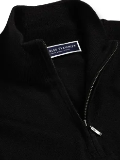 Charles Tyrwhitt Black Pure Merino Quarter Zip Jumper