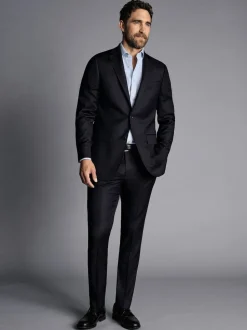 Charles Tyrwhitt Black Slim Fit Italian Luxury Suit: Jacket