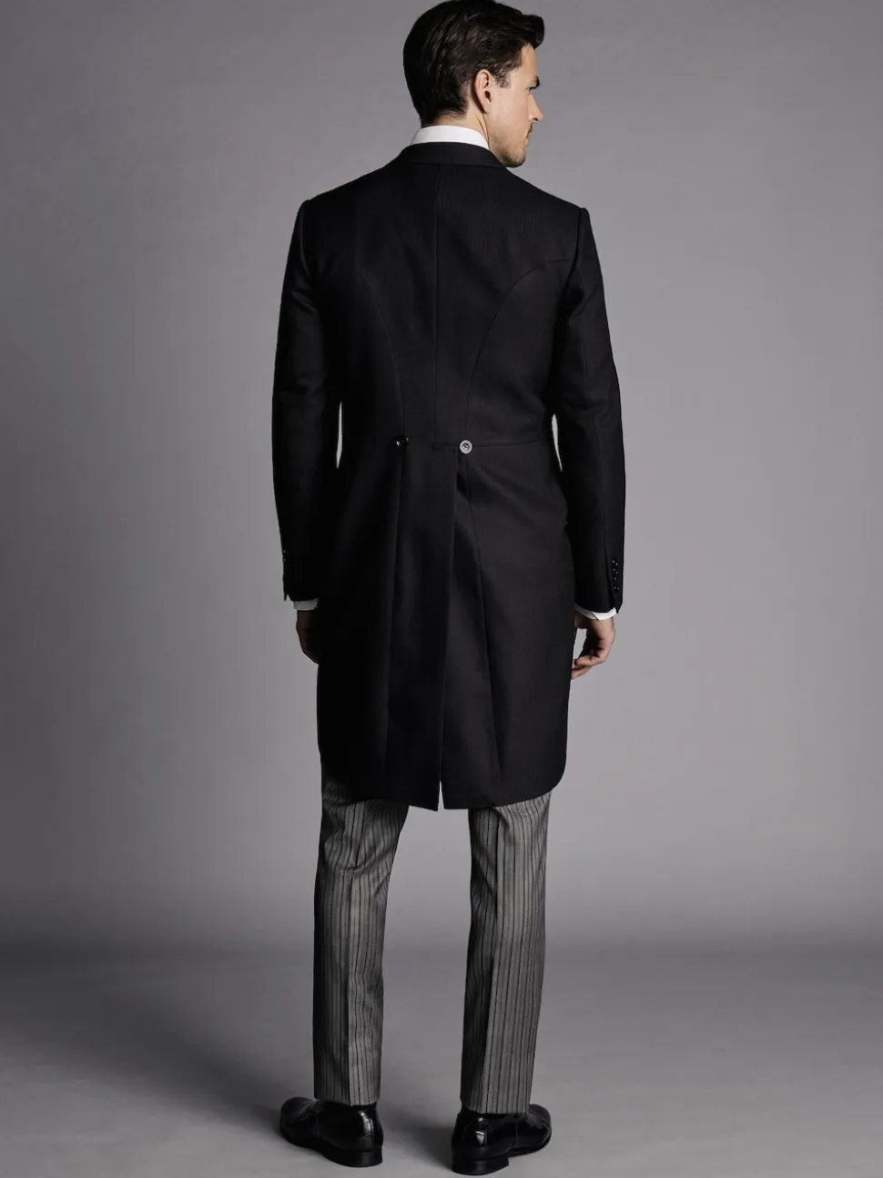 Charles Tyrwhitt Black Slim Fit Herringbone Morning Suit: Tailcoat
