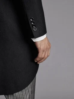 Charles Tyrwhitt Black Slim Fit Herringbone Morning Suit: Tailcoat