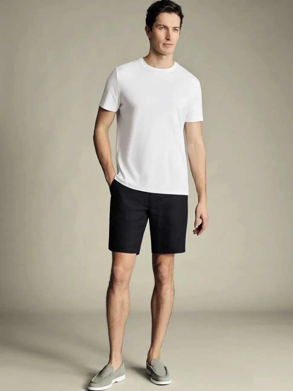 Charles Tyrwhitt Blue 100% Linen Shorts