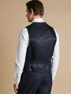 Charles Tyrwhitt Blue Adjustable Fit End on End Travel Suit: Waistcoat
