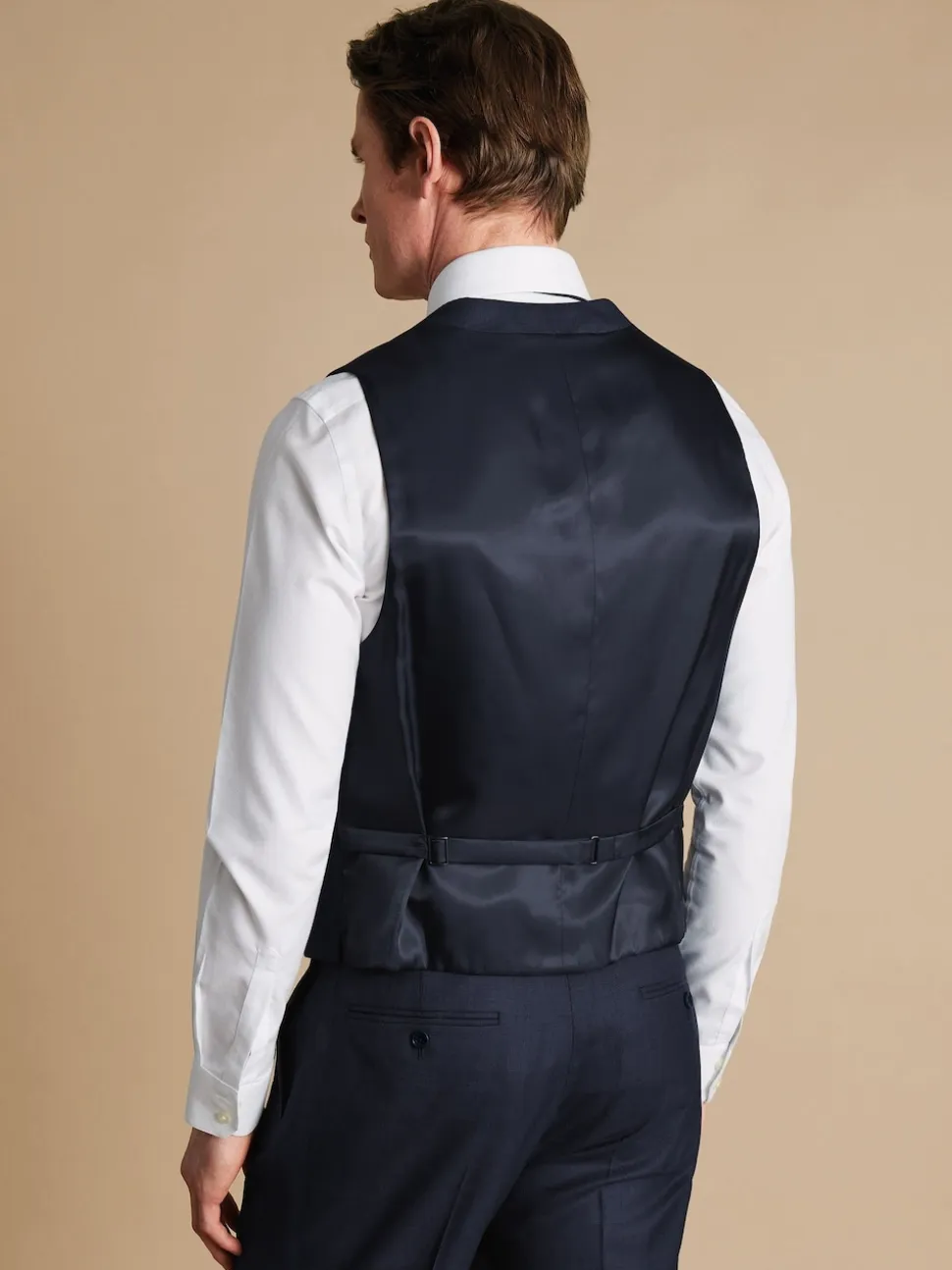 Charles Tyrwhitt Blue Adjustable Fit End on End Travel Suit: Waistcoat