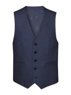 Charles Tyrwhitt Blue Adjustable Fit End on End Travel Suit: Waistcoat