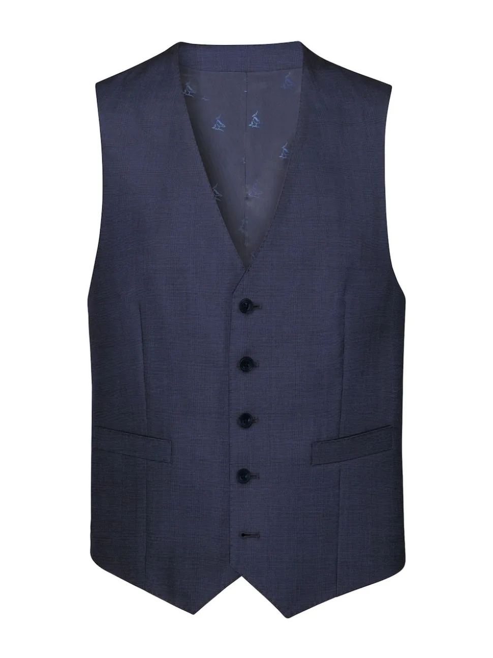 Charles Tyrwhitt Blue Adjustable Fit End on End Travel Suit: Waistcoat