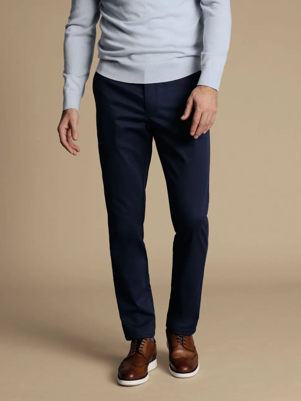 Charles Tyrwhitt Blue Chrome Slim Fit Ultimate Non-Iron Chino Trousers
