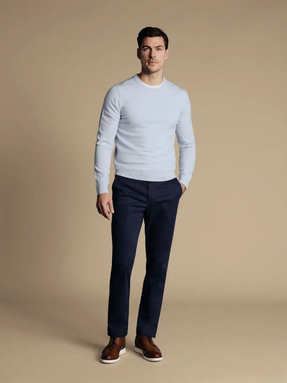Charles Tyrwhitt Blue Chrome Slim Fit Ultimate Non-Iron Chino Trousers