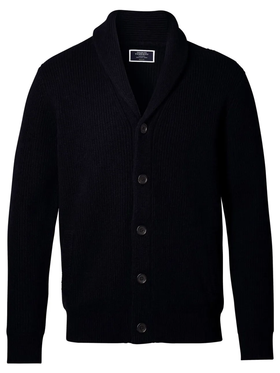 Charles Tyrwhitt Blue Chunky Merino Shawl Neck Cardigan