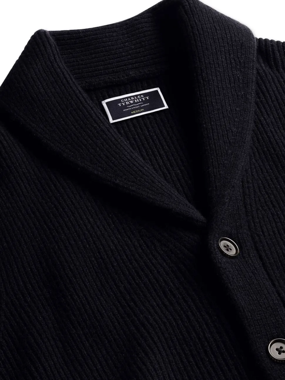 Charles Tyrwhitt Blue Chunky Merino Shawl Neck Cardigan