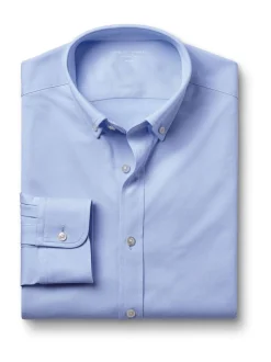 Charles Tyrwhitt Blue Four Way Stretch Button Down Jersey Shirt