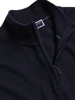 Charles Tyrwhitt Blue Merino Zip Neck Jumper