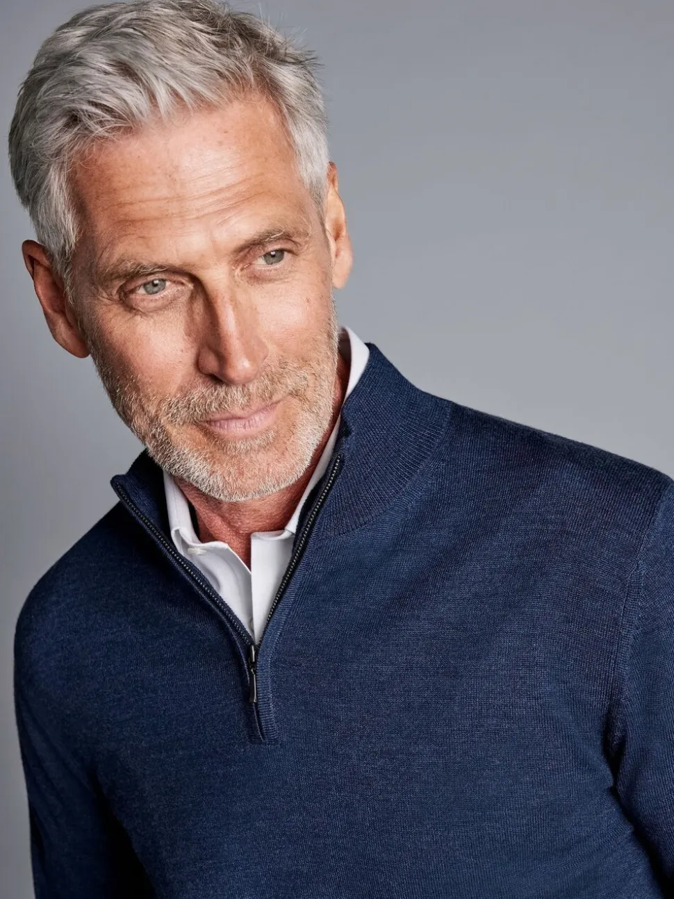 Charles Tyrwhitt Blue Pure Merino Quarter Zip Jumper