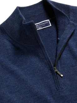 Charles Tyrwhitt Blue Pure Merino Quarter Zip Jumper