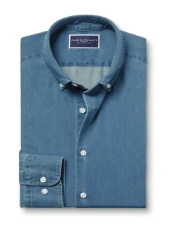 Charles Tyrwhitt Blue Slim Fit Plain 100% Cotton Denim Shirt