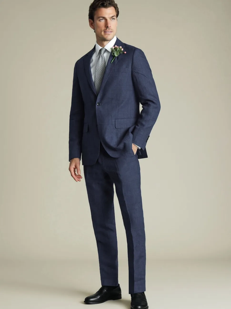 Charles Tyrwhitt Blue Slim Fit 100% Linen Jacket
