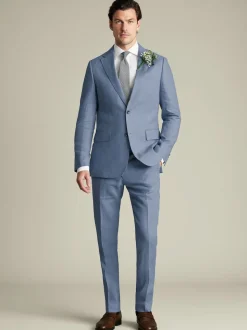 Charles Tyrwhitt Blue Slim Fit Slim Fit 100% Linen Jacket