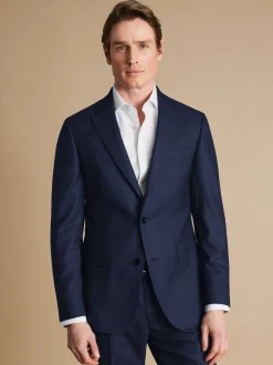Charles Tyrwhitt Blue Slim Fit End on End Travel Suit: Jacket