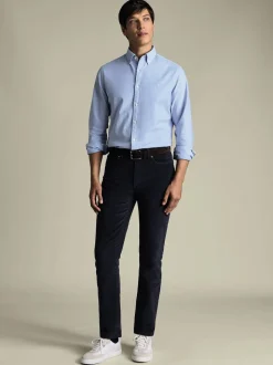 Charles Tyrwhitt Blue Slim Fit 5 Pocket Corduroy Jeans