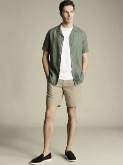 Charles Tyrwhitt Brown 100% Linen Shorts