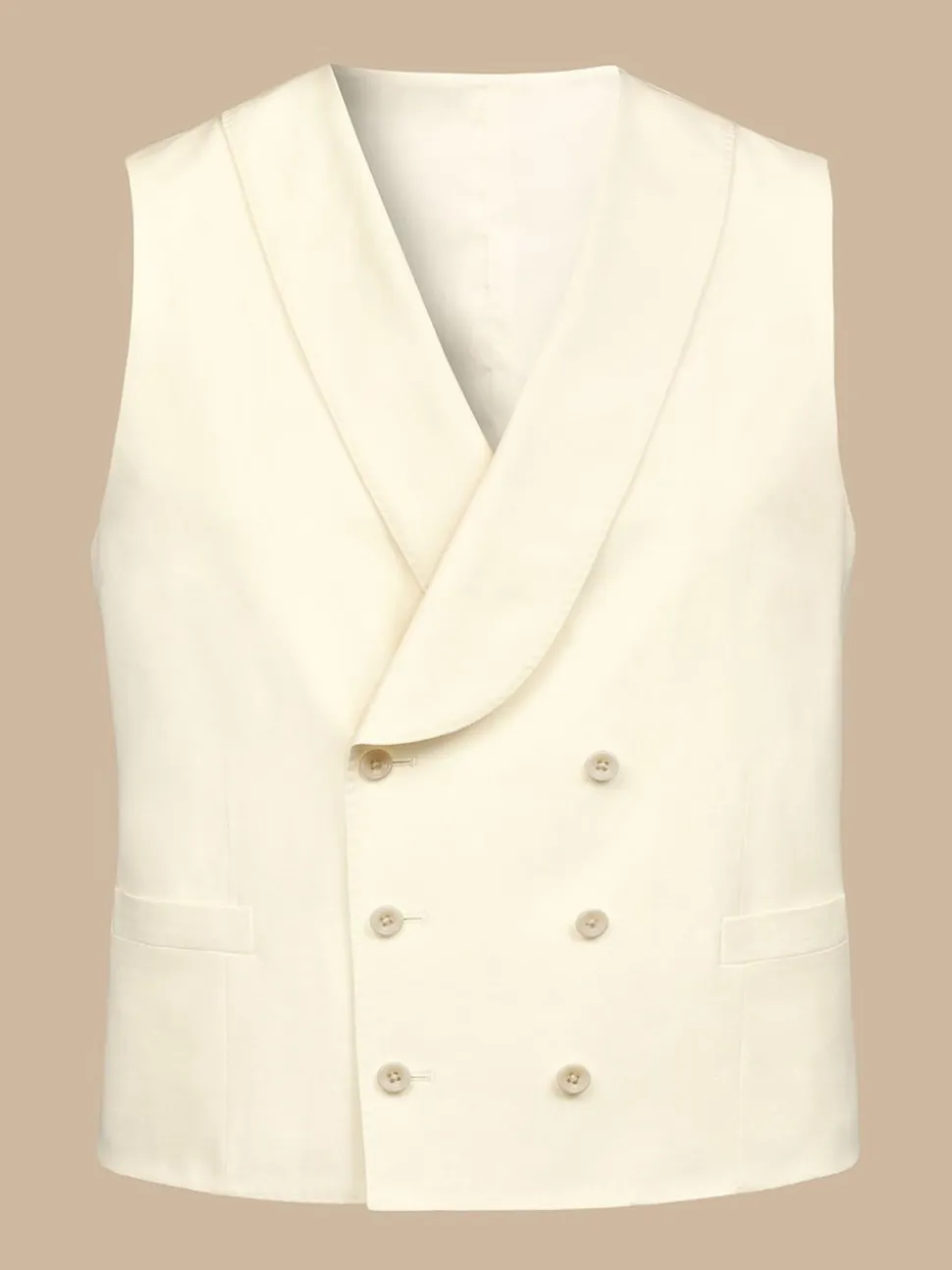 Charles Tyrwhitt Cream Adjustable Fit Morning V2 Suit: Waistcoat