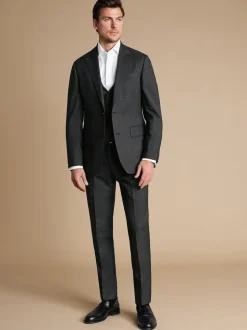 Charles Tyrwhitt Grey Adjustable Fit End on End Travel Suit: Waistcoat