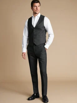 Charles Tyrwhitt Grey Adjustable Fit End on End Travel Suit: Waistcoat