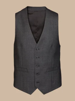 Charles Tyrwhitt Grey Adjustable Fit End on End Travel Suit: Waistcoat
