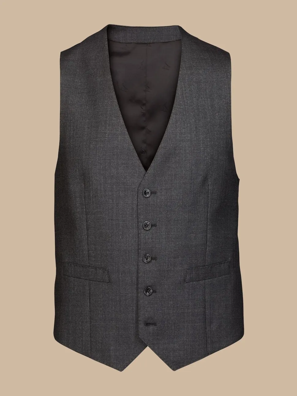 Charles Tyrwhitt Grey Adjustable Fit End on End Travel Suit: Waistcoat