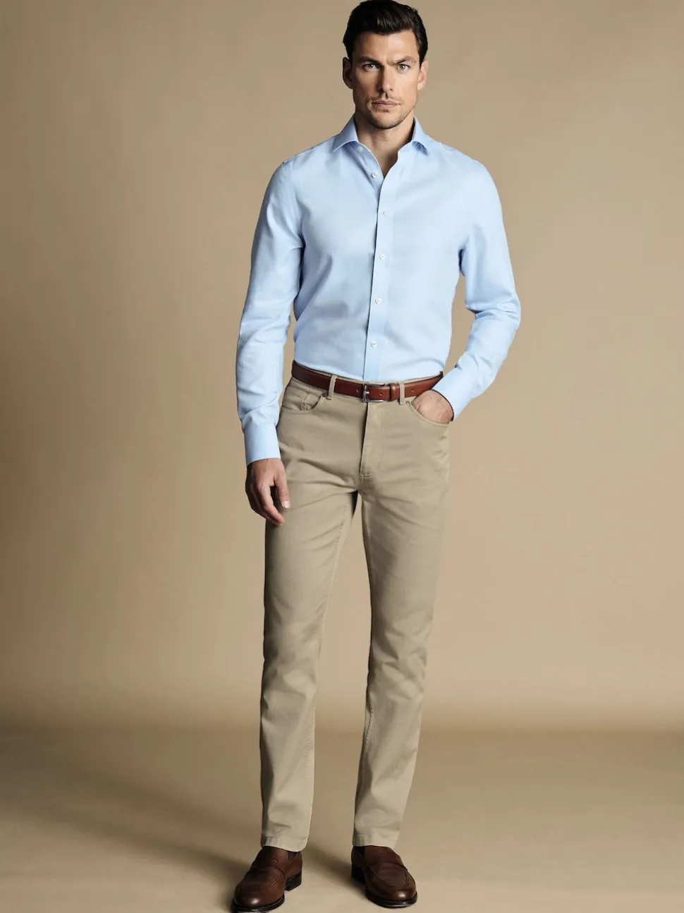 Charles Tyrwhitt Natural Twill Classic Fit 5 Pocket Jeans
