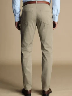 Charles Tyrwhitt Natural cream Twill Slim Fit 5 Pocket Jeans