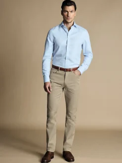 Charles Tyrwhitt Natural cream Twill Slim Fit 5 Pocket Jeans