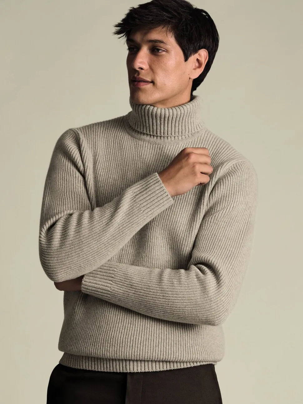 Charles Tyrwhitt Natural Chunky Merino Roll Neck Jumper