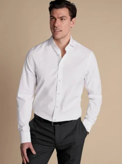 Charles Tyrwhitt White Slim Fit 100% Cotton Cutaway Collar Non Iron Poplin Shirt