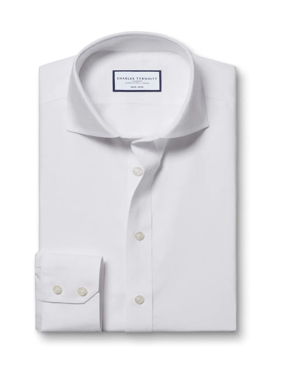 Charles Tyrwhitt White Slim Fit 100% Cotton Cutaway Collar Non Iron Poplin Shirt