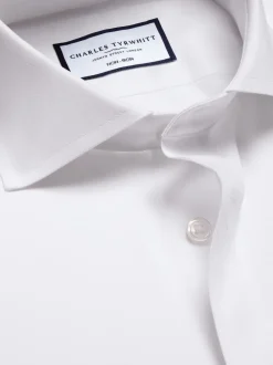 Charles Tyrwhitt White Slim Fit 100% Cotton Cutaway Collar Non Iron Poplin Shirt