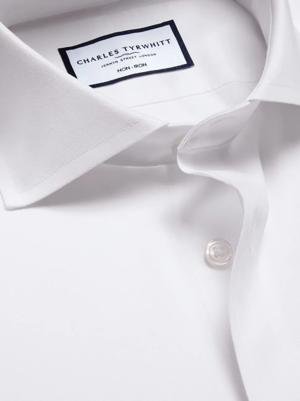 Charles Tyrwhitt White Slim Fit 100% Cotton Cutaway Collar Non Iron Poplin Shirt