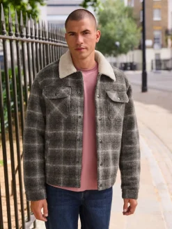 Check Borg Lined Trucker Jacket