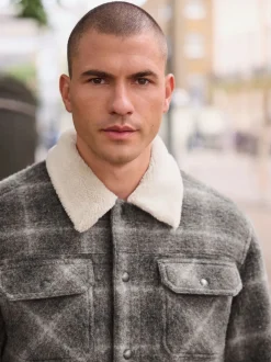 Check Borg Lined Trucker Jacket