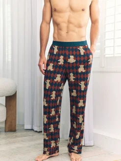 Chelsea Peers Blue Argyle Bear Print Pyjama Bottoms