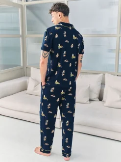 Chelsea Peers Blue Country Hound Dog Print Long Pyjamas Set
