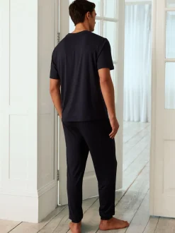 Chelsea Peers Blue Crew Neck Short Pyjamas Set
