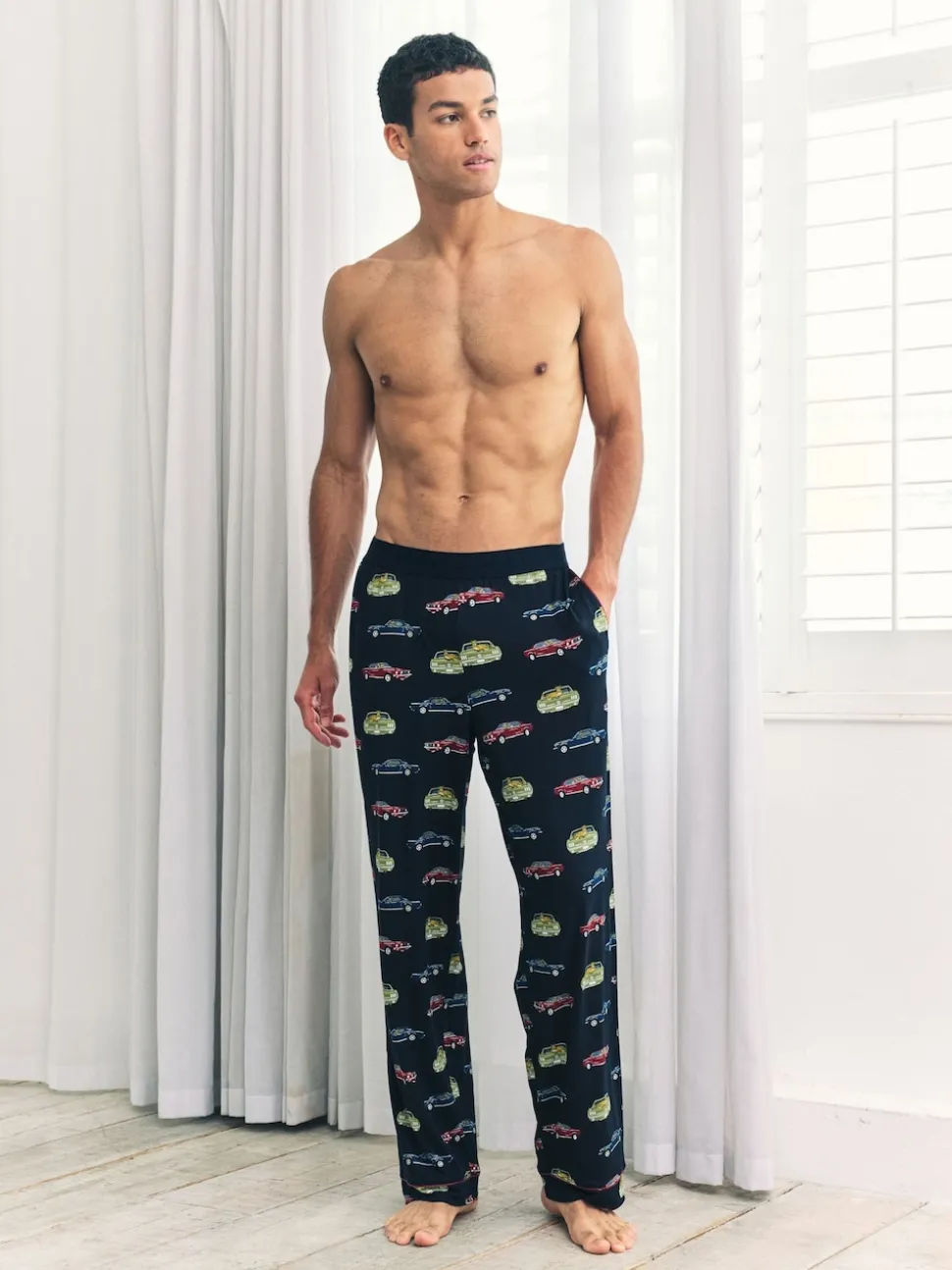 Chelsea Peers Blue Driving Leopards Print Long Pyjama Bottoms