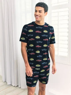 Chelsea Peers Blue Driving Leopards Print Short Pyjamas Set