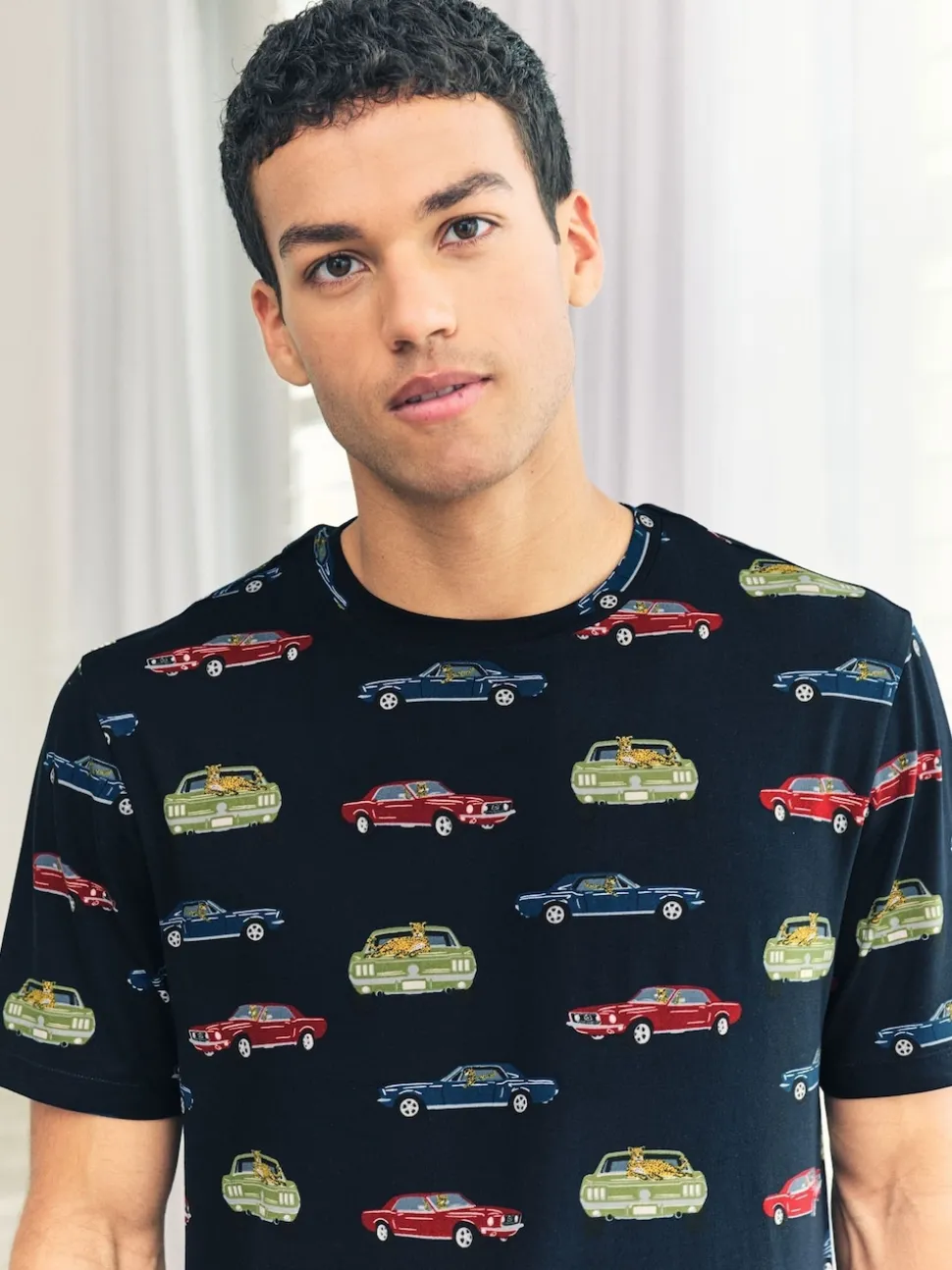 Chelsea Peers Blue Driving Leopards Print Short Pyjamas Set