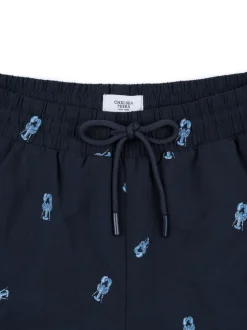 Chelsea Peers Blue Embroidered Swim Shorts
