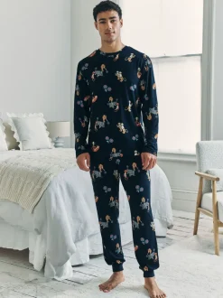 Chelsea Peers Blue Padel Tennis Tiger Print Long Pyjamas Set