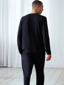 Chelsea Peers Blue TENCEL™ Modal Long Crew Neck Pyjama Set
