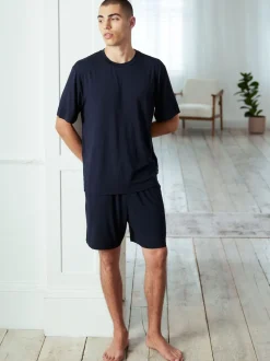 Chelsea Peers Blue TENCELâ„¢ Modal Short Crew Neck Pyjama Set