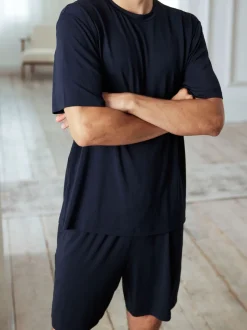 Chelsea Peers Blue TENCEL™ Modal Short Crew Neck Pyjama Set